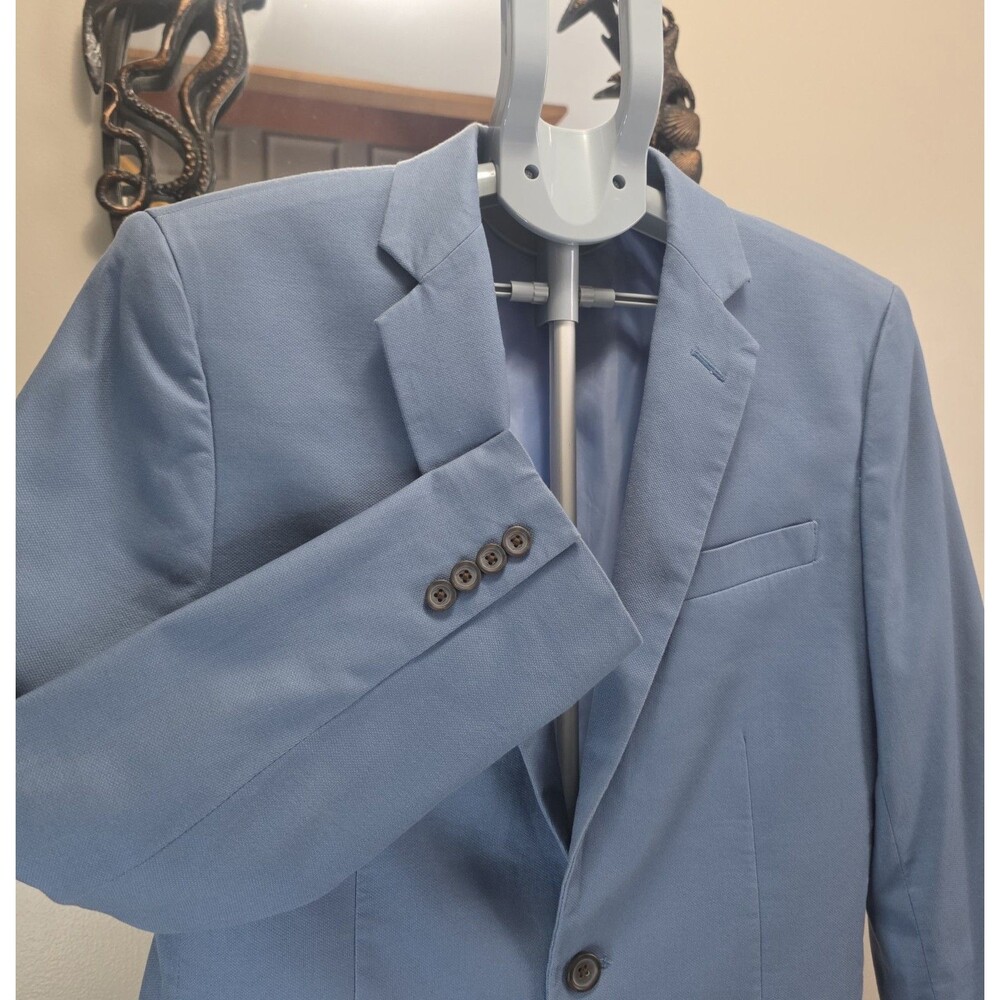 J.Crew Thompson Blazer Mens 38S Blue Cotton Stretch Two Button Sport Coat